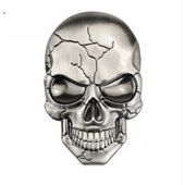 Emblemat naklejka samochód popękana czaszka skull Czacha metalowa na moto