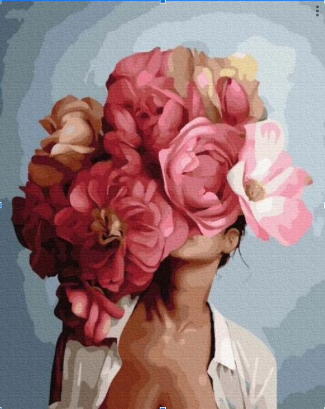 Malowanie po numerach - głowa w kwiatach zdjęcie 2