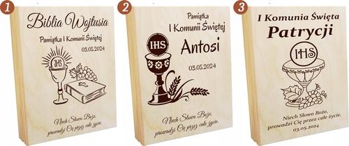 BIBLIA NA KOMUNIĘ PAMIĄTKA PIERWSZEKJ KOMUNII Z GRAWEREM PIĘKNY PREZENT na Arena.pl
