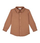 Koszula chłopięca bawełniana brązowa 128/134