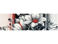 90CM 80 OBRAZ 3 ELEM KWIECISTA SZAROŚĆ ŚCIENNY