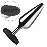 xr brands butt slut metal plug srebrny aluminiowy z silikonową bazą