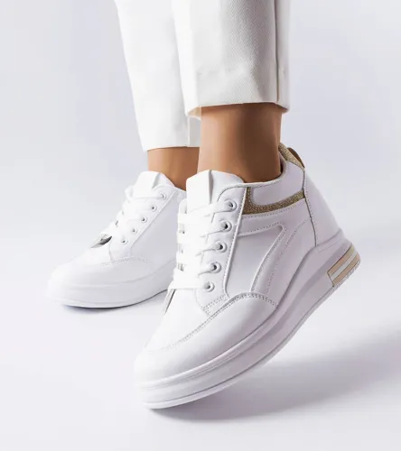 Białe sneakersy z brokatowymi wstawkami Bonevil 37 na Arena.pl