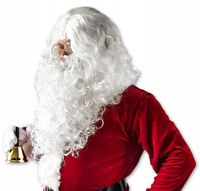 TEATRALNA Peruka i broda Mikołaja WŁOS syntetyczny SIWY 50cm MOŻNA PRAĆ