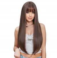 Peruka Damska Włosy Długie Naturalny Peruki Damskie Brązowy z Grzywka