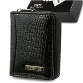 Czarny mały portfel damski skórzany lakierowany Beltimore A05