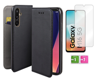 Etui z klapką do Samsung Galaxy A16 4G / A16 5G / M16 5G czarny + szkło