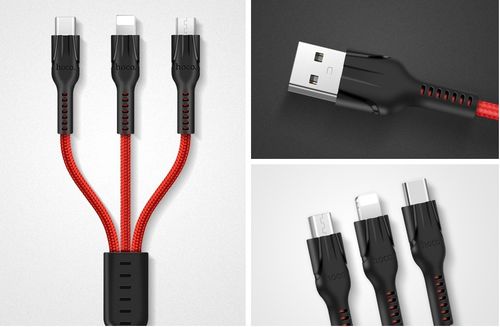 Hoco mocny kabel 3w1 micro USB + USB-C + lightning na Arena.pl
