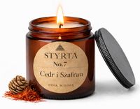 Świeca sojowa zapachowa Cedr i Szafran 150 ml. Szkło brązowe Styrta No.7