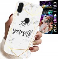 ETUI DO HUAWEI Y7 2019 - BIAŁY MARMUREK W ZŁOTE RAMKI LOVE YOU