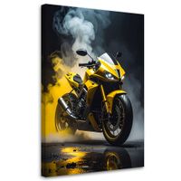 Obraz do pokoju dziecka biura salonu, Żółty Motocykl Motor