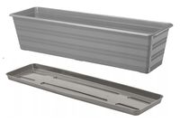 Skrzynka balkonowa doniczka  prostokątna podłużna z podstawką 60 cm szara