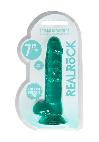 7"""" / 19 Cm Realistic Dildo With Balls - Turquoise zdjęcie 2