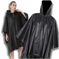 Czarne wodoodporne poncho przeciwdeszczowe płaszcz