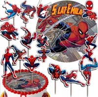 ZESTAW OPŁATEK NA TORT 20CM + TOPPERY - SPIDER MAN+ IMIĘ 15CM 18CM