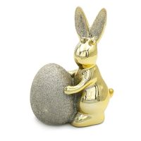 KRÓLIK WIELKANOCNY Z JAJKIEM ZŁOTY BROKATOWY DEKORACJA ŚWIĄTECZNA 15cm