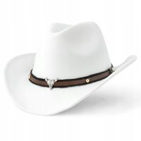 KAPELUSZ KOWBOJSKI COUNTRY WESTERN DLA DOROSŁYCH Uniseks 56-58CM Biały