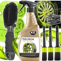 K2 NEORIM 700ml Zasadowy Płyn Mycia Felg Kół Opon NEON + SZCZOTKA +PĘDZELKI