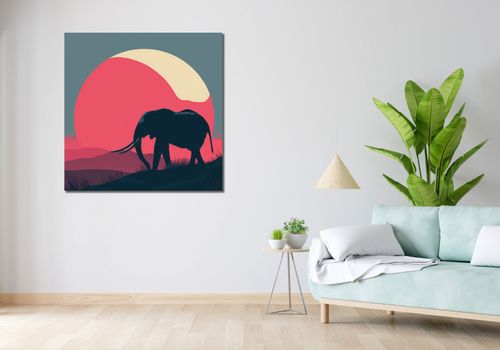 Obraz 100x100cm Słoń przy Czerwieni na Arena.pl