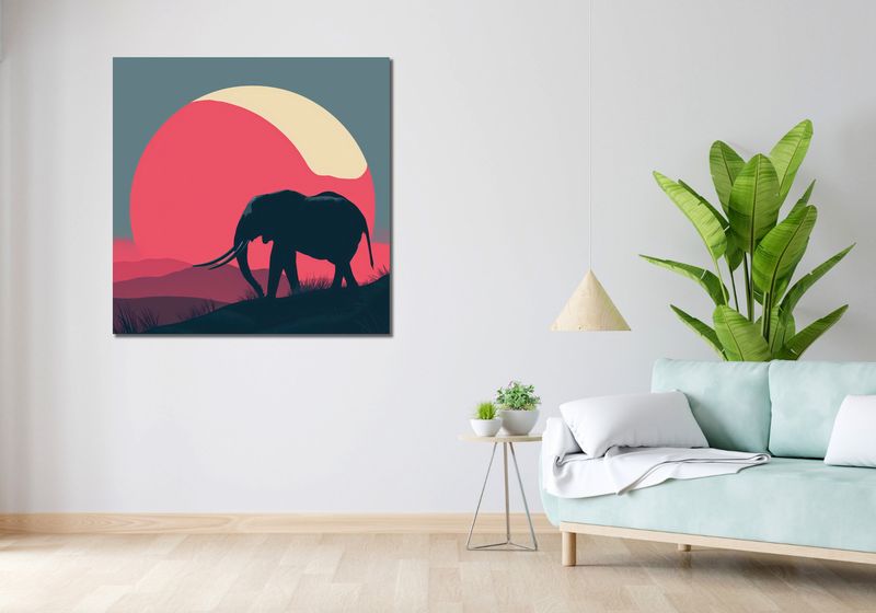 Obraz 100x100cm Słoń przy Czerwieni zdjęcie 2