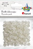 perełki dekoracyjne kwiatki białe perłowe 11mm 20g titanum