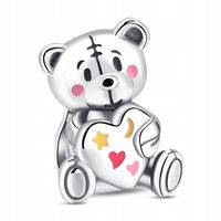 Zawieszka SREBRO 925 Charms Koralik Miś z sercem