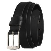 skórzany, czarny pasek damski ze srebrną, klasyczną klamrą - peterson