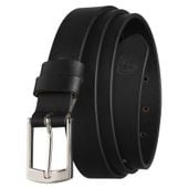 skórzany, czarny pasek damski ze srebrną, klasyczną klamrą - peterson