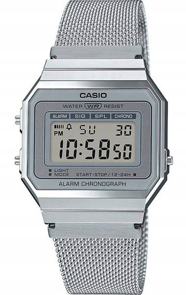 Zegarek srebrny Casio Vintage A700WEM-7AEF stoper zdjęcie 2