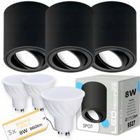 3x SPOT OPRAWA NATYNKOWA HALOGENOWA tuba ruchoma GU10 8W ciepła żarówka LED