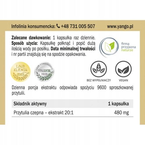 Przytulia czepna Yango 90 kapsułek Kuracja na Arena.pl