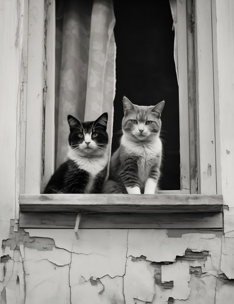 Plakat 50x65cm Para w Oknie zdjęcie 1