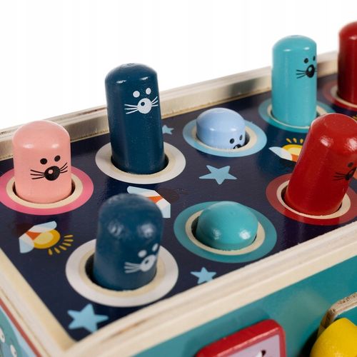 Drewniana Kostka Edukacyjna Słoń Wbijak Młotek Zabawka Prezent dla Dzieci na Arena.pl