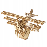 Samolot trójpłatowiec drewniane puzzle 3D Robotime