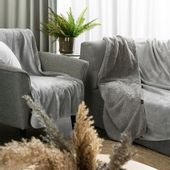 Koc narzuta TEDY 70x160 Eurofirany srebrny miękka bukla + ciepły polar