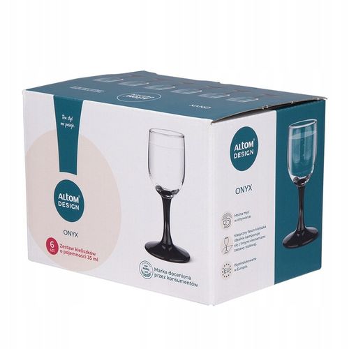 Kieliszki komplet do wódki Altom Design Onyx czarne nóżki 35 ml 6 sztuk na Arena.pl