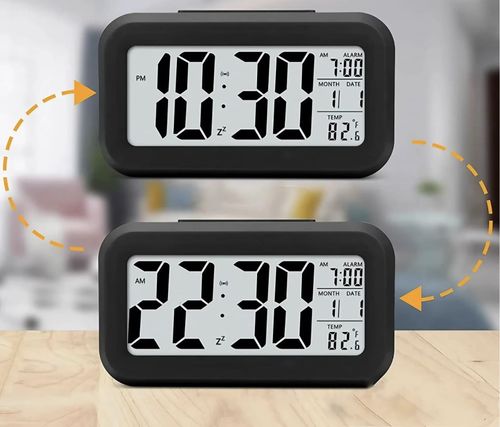 Zegar cyfrowy elektroniczny budzik zegarek z wyświetlaczem LED alarm czarny na Arena.pl