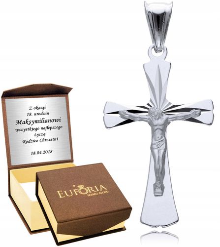 Srebrny Wisiorek 925 Męski Krzyż Krzyżyk Grawer na Arena.pl