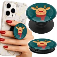 Uchwyt do telefonu Popsocket na palce/stojak RENIFER NA ZIELONYM TLE