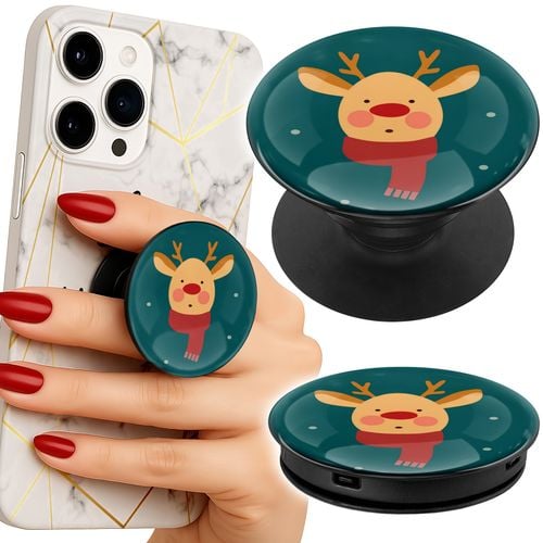 Uchwyt do telefonu Popsocket na palce/stojak RENIFER NA ZIELONYM TLE na Arena.pl