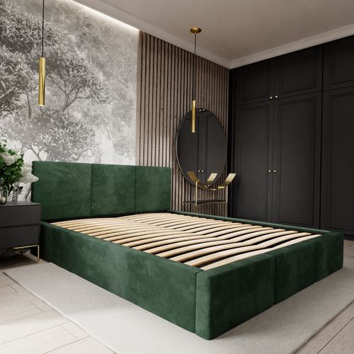 ŁÓŻKO TAPICEROWANE 180x200 ŁÓŻKO PODWÓJNE Z POJEMNIKIEM BUTELKOWA ZIELEŃ na Arena.pl
