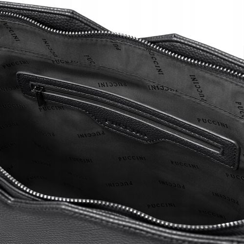 Torebka Shopper Damska PUCCINI Duża Mieści A4 Czarna Z Wycięciami BML053D-1 na Arena.pl