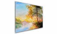 OBRAZ NA SZKLE PROSTOKĄTNY 60x40cm 021 Drzewa nad rzeką