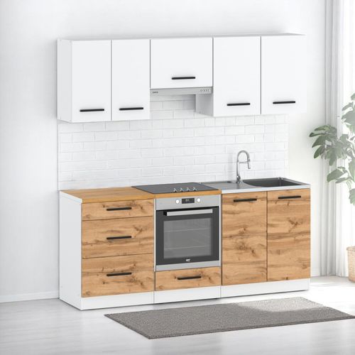 Kuchnia Mała Pojemna Modułowa Z Blatem 2.0m Nowoczesna Biała Biała Wotan na Arena.pl