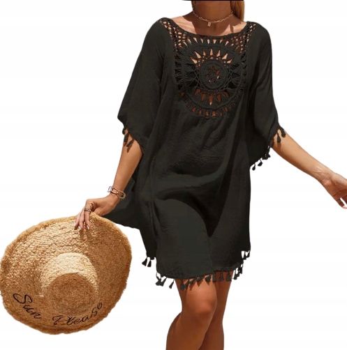 PAREO TUNIKA BOHO LETNIA SUKIENKA NARZUTKA PLAŻOWA na plażę ZWIEWNA zdjęcie 8