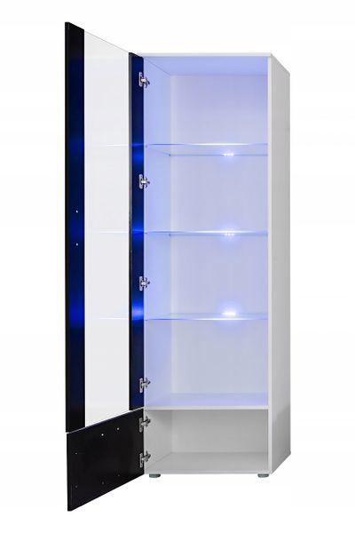 Witryna Szklana Regał Salon Czarny/Dąb Wotan z Półkami Bez LED 192x60 zdjęcie 3