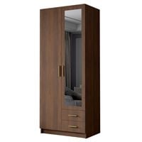 Szafa ADA II 80 cm - pojemna garderoba z lustrem - ORZECH WARMIA+ZŁOTY