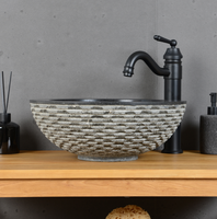 Umywalka z kamienia czarna okrągła do łazienki