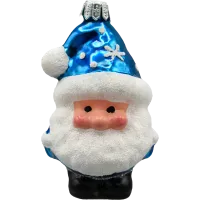 Bombka choinkowa szklana:  Skrzat Mikołaj: niebieski