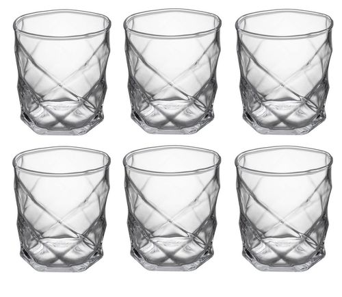 Komplet zestaw 6 szklanek do napojów wody drinków 330 ml geometryczny wzór na Arena.pl